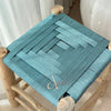Tabouret en bois et Kittane bleu turquoise - Ajbir