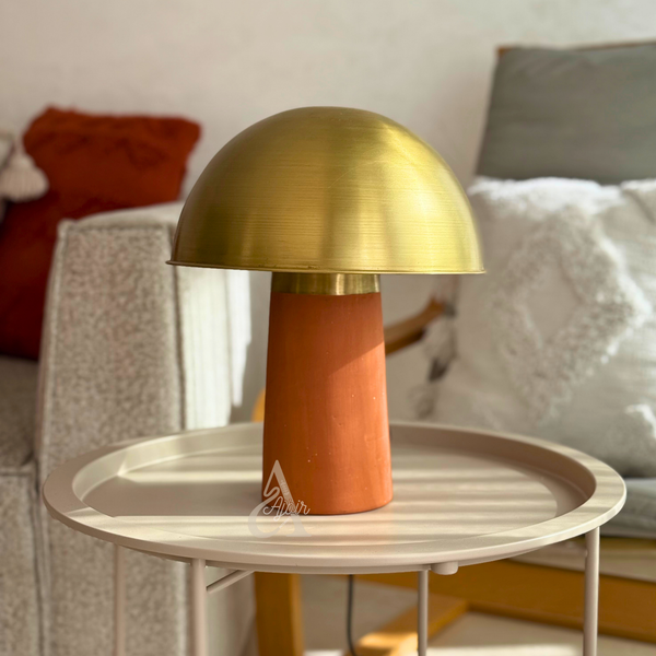 Abat-jour Marrakech en laiton doré et céramique Terracota