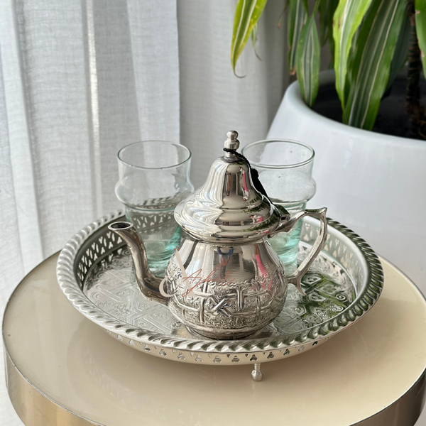 Plateau siniya à thé rond avec pieds 26cm - Ajbir