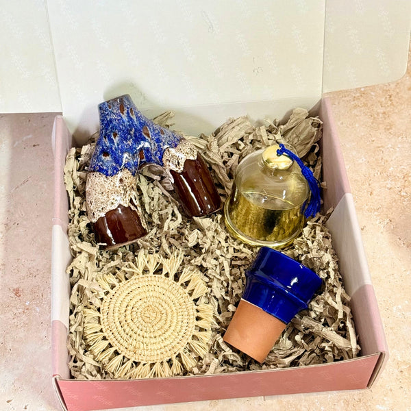 Coffret cadeau artisanal bleu marron