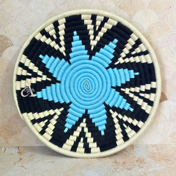 Plateau artisanal berbère Talount Titrit tricolore 45cm