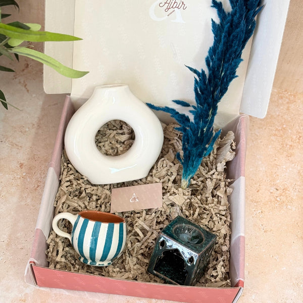 Coffret cadeau artisanal Tafoukt Bleu pétrole