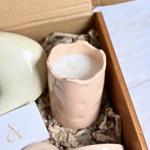 Coffret cadeau artisanal crème et beige