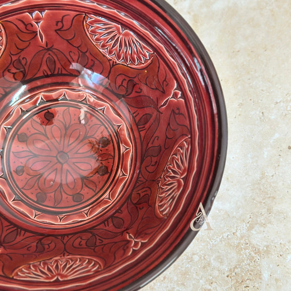 Grand Saladier Artisanal aux Motifs Nakch Marocain