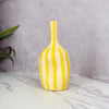Vase bouteille rayé jaune creux