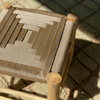 Tabouret artisanal Tazrouten bois et kittane crème
