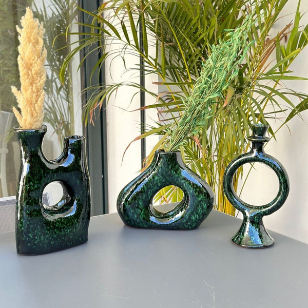 Porte bougie vert moucheté - Ajbir