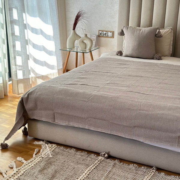 Tapis artisanal Zanafi taupe 100% coton 150cm/97cm