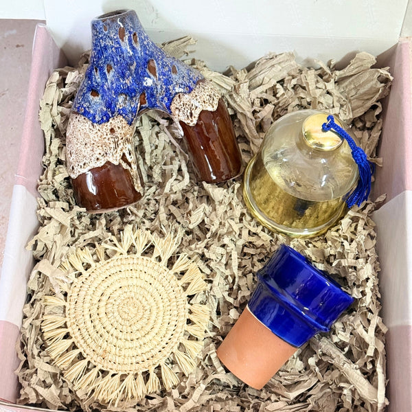 Coffret cadeau artisanal bleu marron