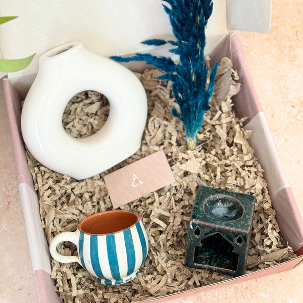 Coffret cadeau artisanal Tafoukt Bleu pétrole