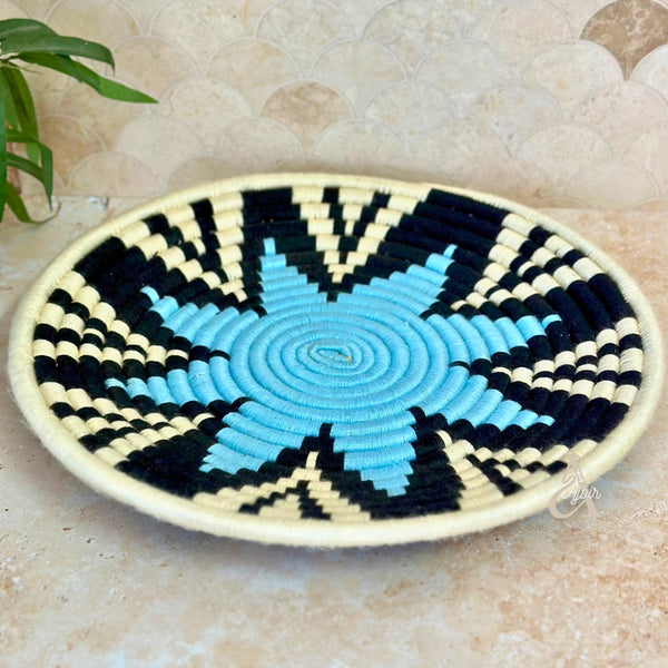 Plateau artisanal berbère Talount Titrit tricolore 45cm