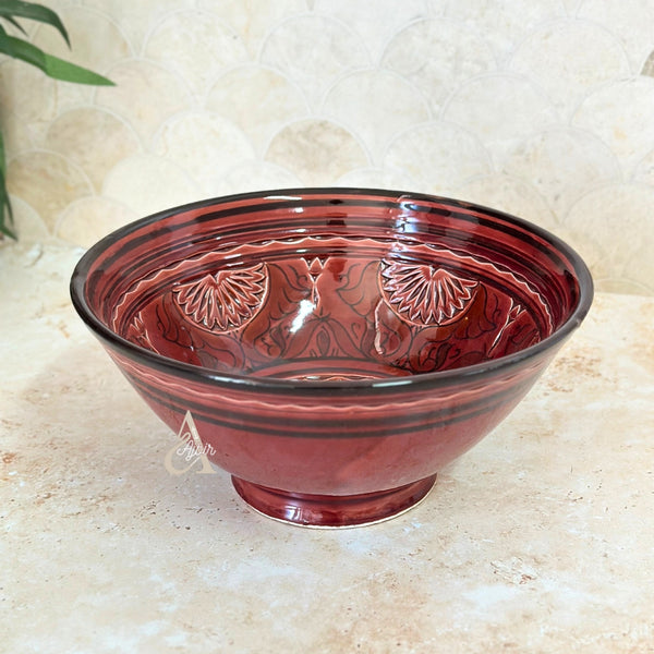 Grand Saladier Artisanal aux Motifs Nakch Marocain