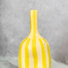 Vase bouteille rayé jaune creux