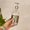 Distributeur de savon en verre et laiton argenté martelé grand (500ml)