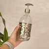 Distributeur de savon en verre et laiton argenté grand Zellige (500ml)