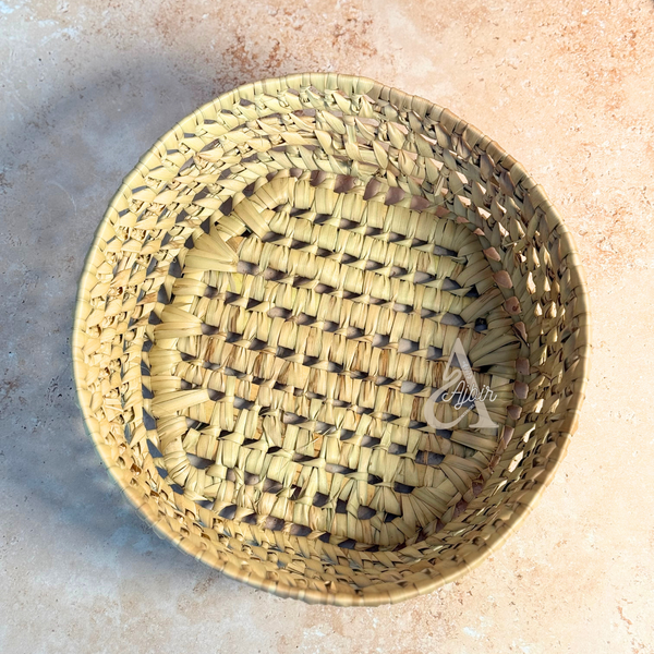 Panier rond en raphia tressé 30cm