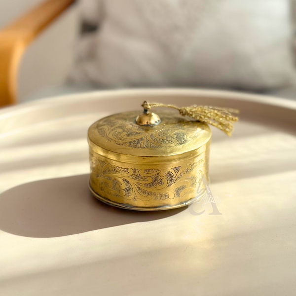Boite de rangement en laiton doré zwak