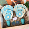 Coffret cadeau artisanal XL tafoukt rayé bleu ciel