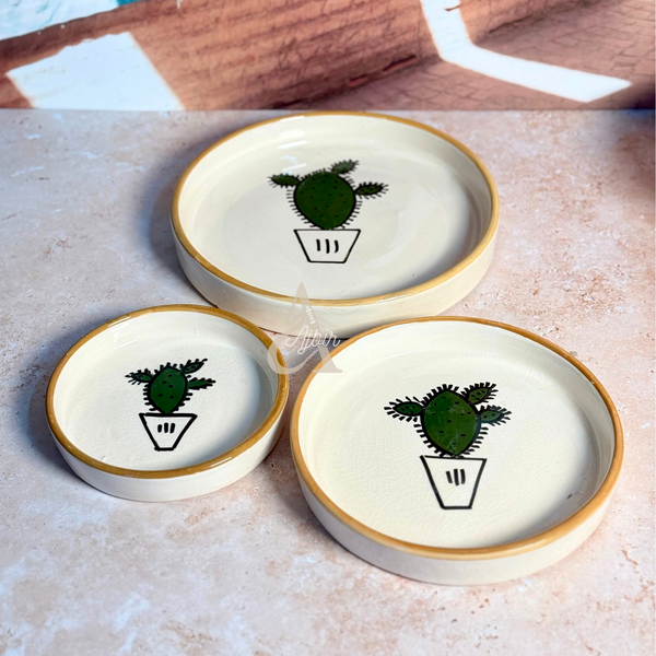 Set de 3 assiettes TAFUKT N’ZRI motif cactus