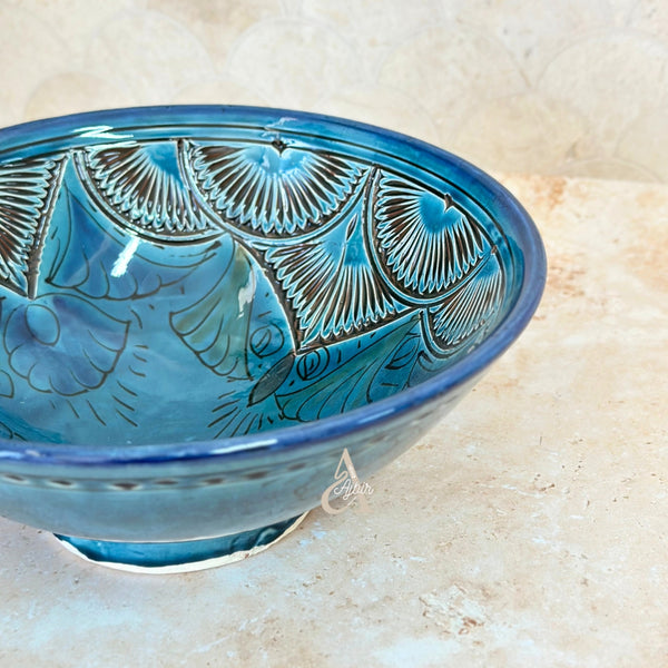 Grand Saladier Artisanal aux Motifs Nakch Marocain