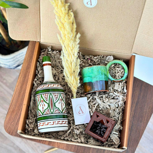 Coffret cadeau artisanal vert marron