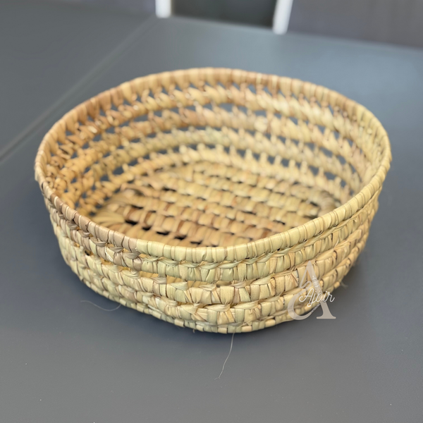 Panier rond en raphia tressé 30cm