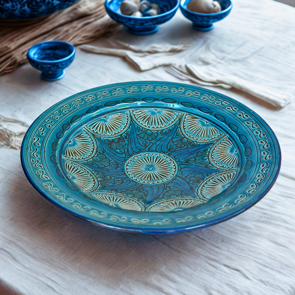 Assiette Nakch bleu pétrole 35cm