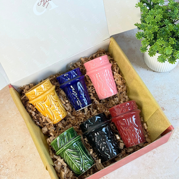 Coffret cadeau artisanal Tifrat – 6 verres colorés