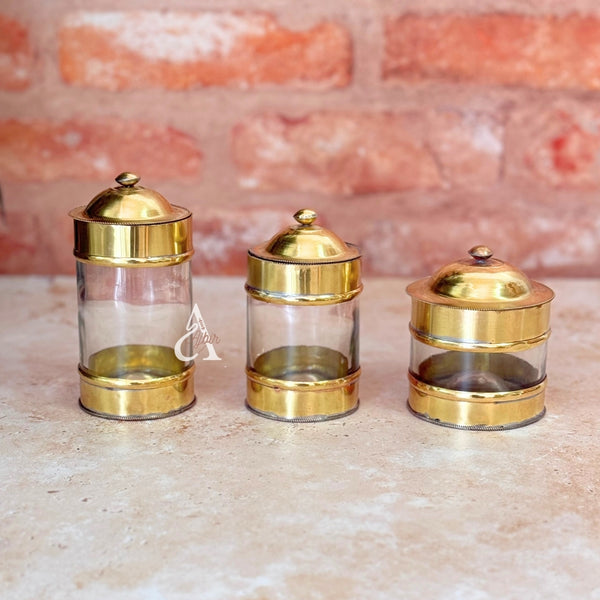 Boite en verre et laiton dorée