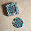 Pack 6 sous tasses Zellige rond turquoise