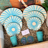 Coffret cadeau artisanal XL tafoukt rayé bleu ciel