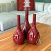 Vase bouteille bombé artisanal bordeaux