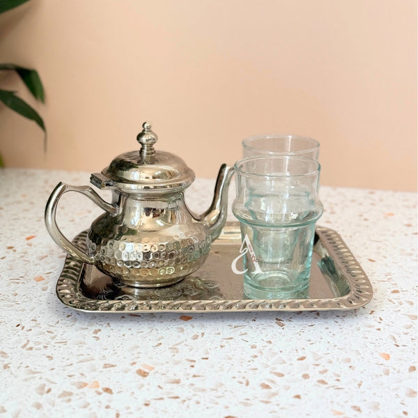 Théière artisanale à pieds en laiton martelée (1 personne)