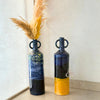 Grand Vase Artisanal Marocain Bleu Majorelle et jaune Moutarde