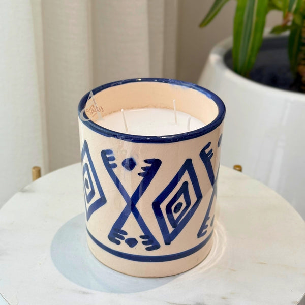 Bougie artisanale Amazigh bleue XL parfum Jasmin