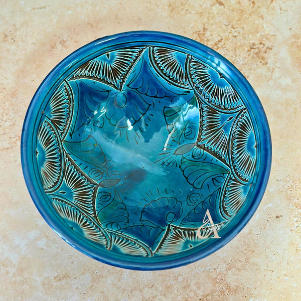 Grand Saladier Artisanal aux Motifs Nakch Marocain