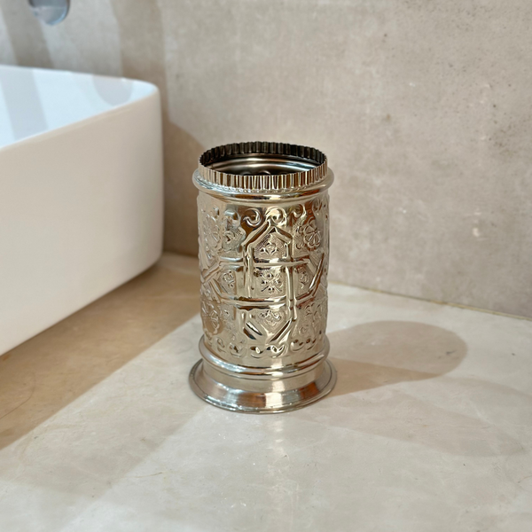 Verre traditionnel en laiton argenté