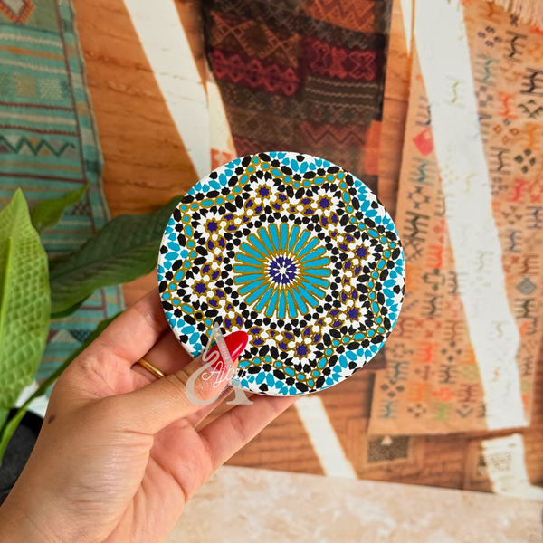 Pack 6 sous tasses Zellige rond turquoise