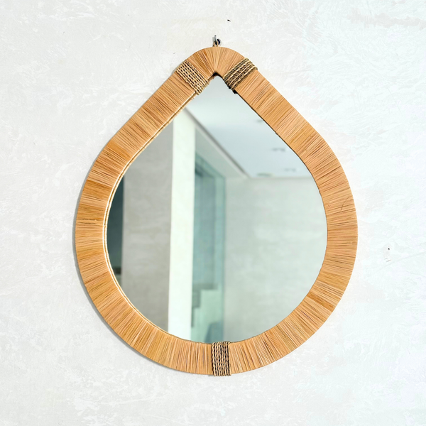 Miroir artisanal larme raphia Timkit - 3 tailles
