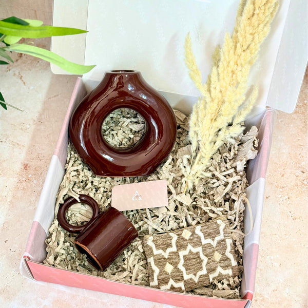 Coffret cadeau artisanal tafoukt marron