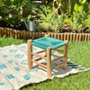 Tabouret en bois et Kittane bleu turquoise - Ajbir