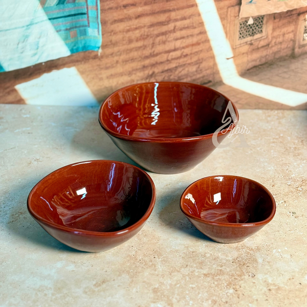 Bol artisanal Tafrant en céramique bordeaux