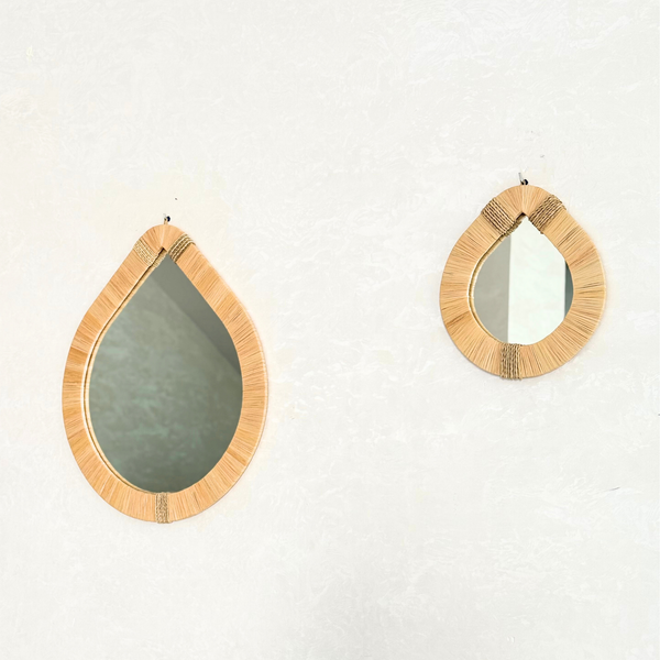 Miroir artisanal larme raphia Timkit - 3 tailles