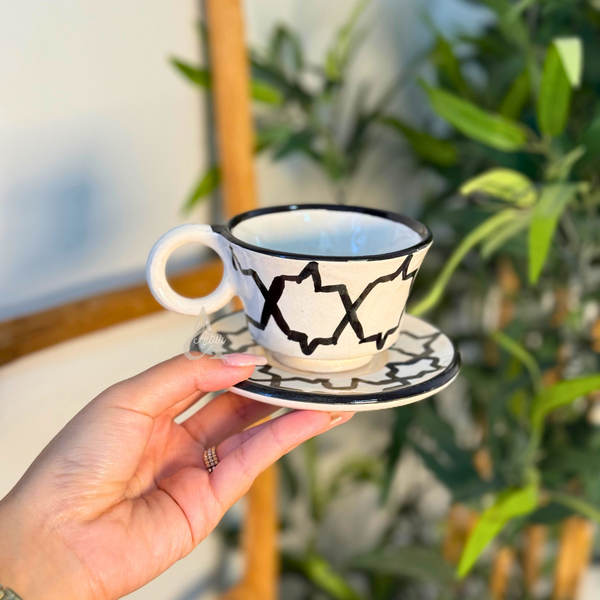 Tasse à café artisanale avec sous tasse Zellige