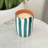 Bougie artisanale rayée en terre cuite parfum Jasmin