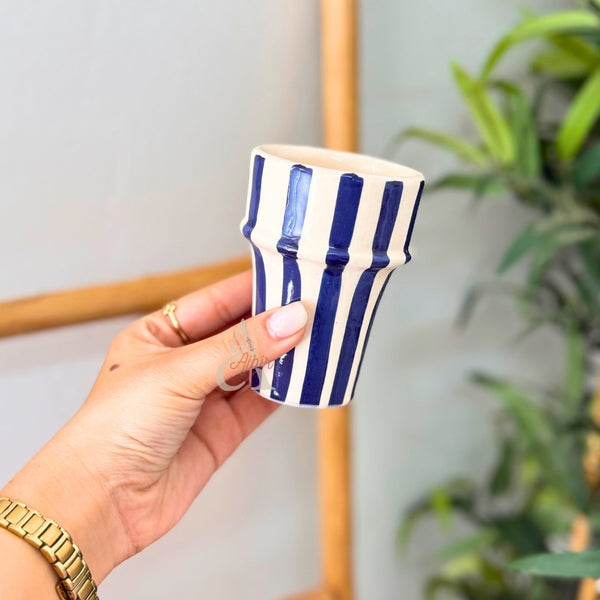 Verre beldi rayé blanc et bleu