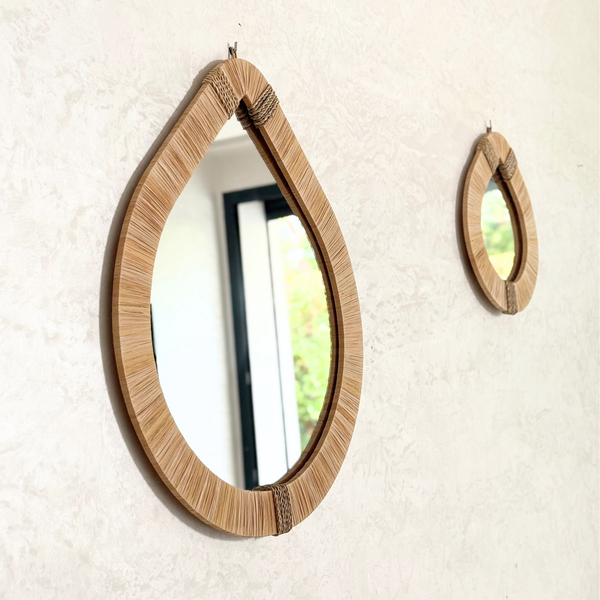 Miroir artisanal larme raphia Timkit - 3 tailles