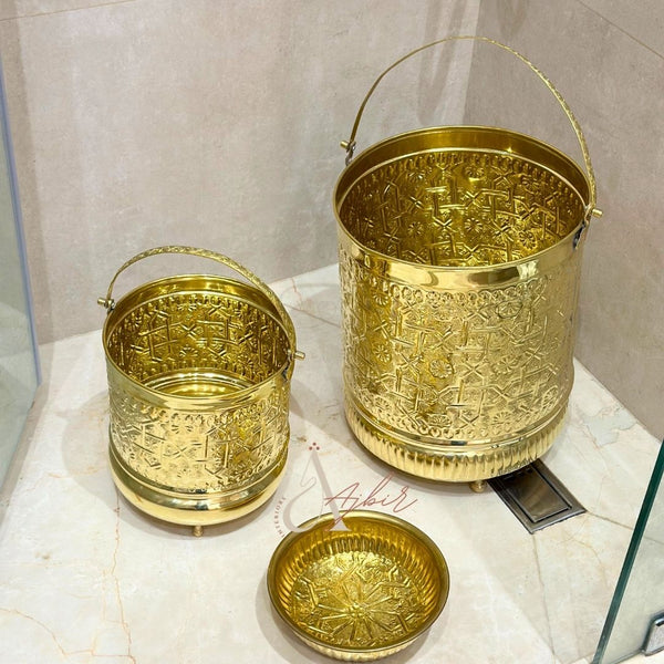 Seau grand en laiton traditionnel - Ajbir