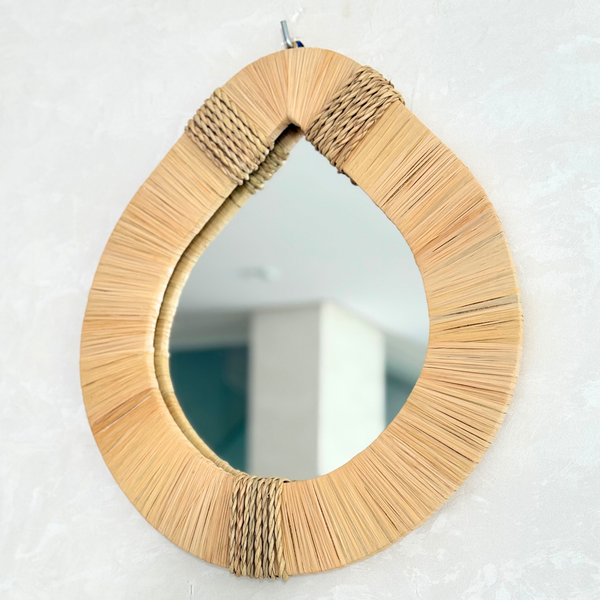 Miroir artisanal larme raphia Timkit - 3 tailles