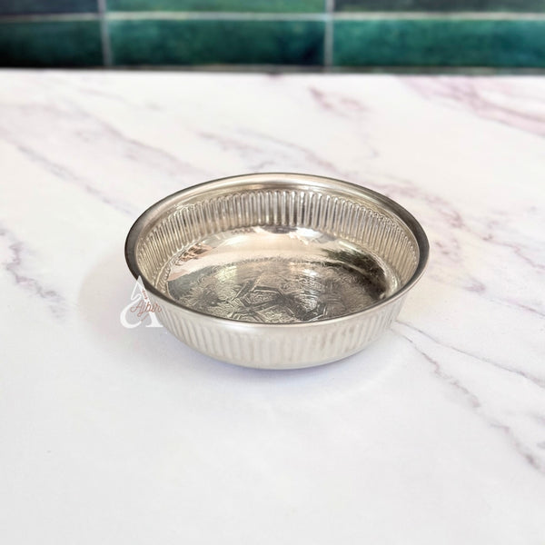 Tassa Hammam traditionnelle gravée en laiton argenté (3 tailles)